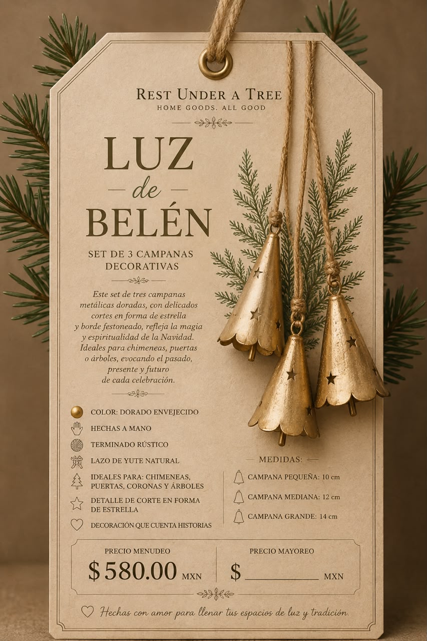 Set de 3 Campanas Doradas – Corte Estrella