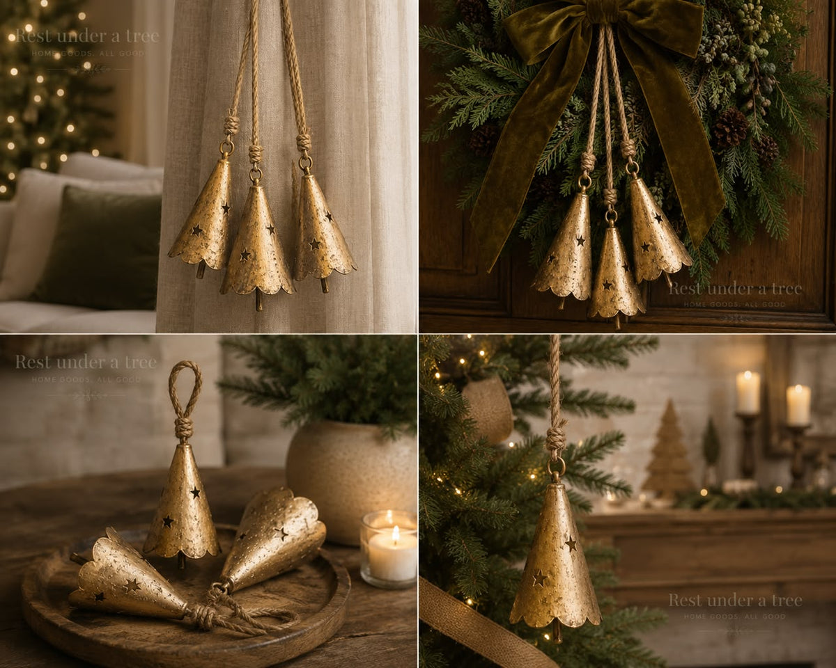 Set de 3 Campanas Doradas – Corte Estrella