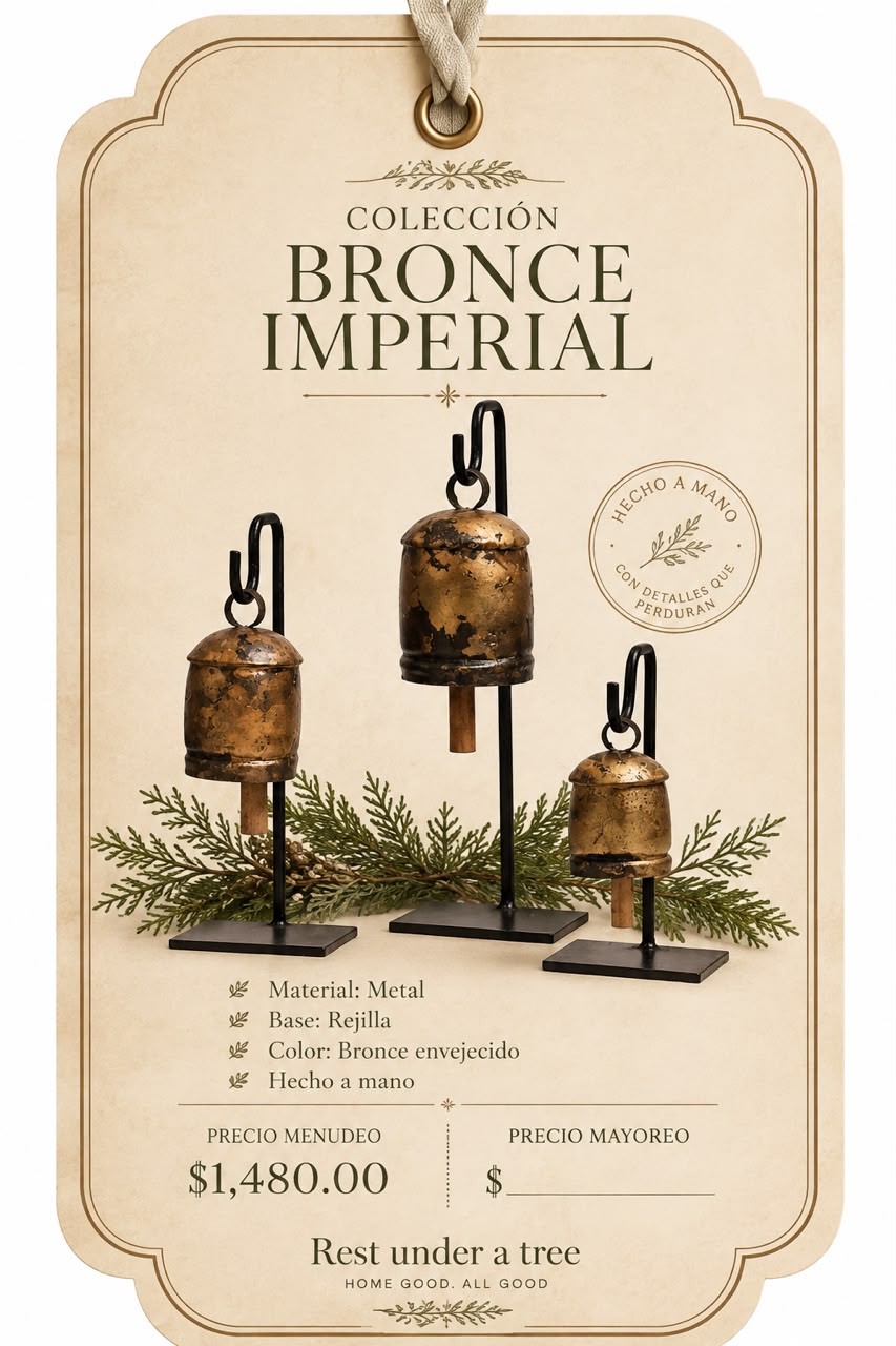 Set de 3 Campanas de Metal Avejentado – Dorado Bronce