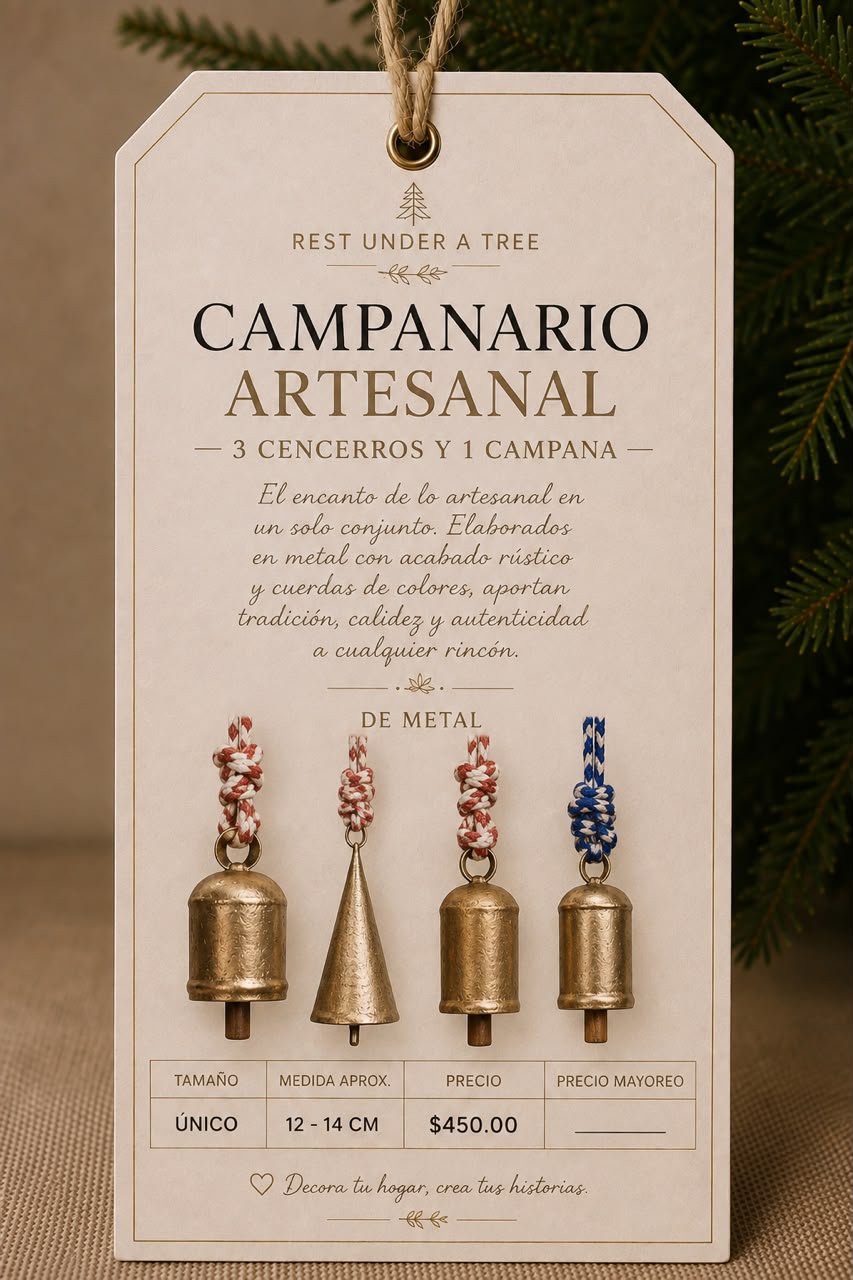 Set de 4 Campanas Decorativas de Latón – Diseño Artesanal