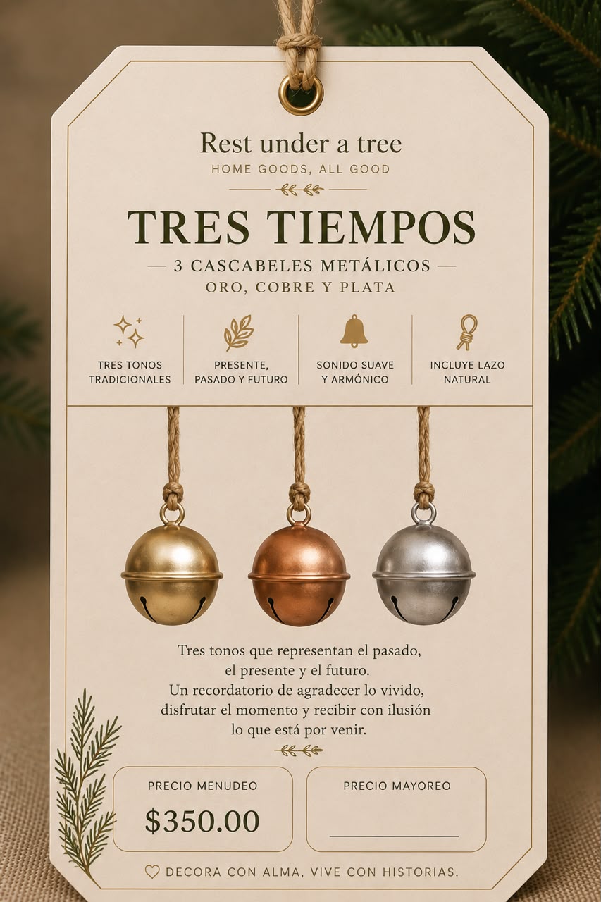 Set de Cascabeles Metálicos – Oro, Plata y Cobre