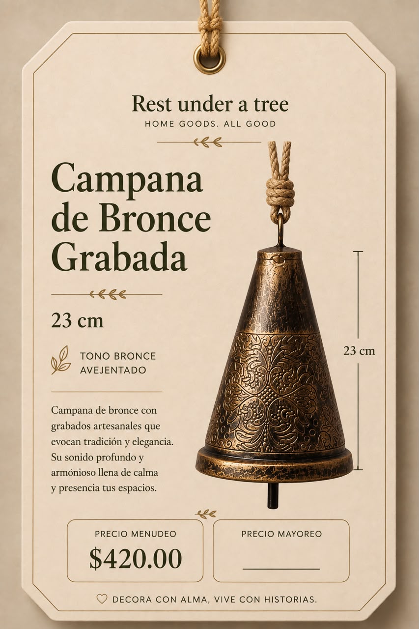Campana de Bronce Grabada – 23 cm