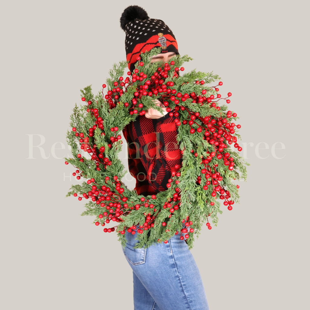 Corona de Berries Rojas R.U.T. 65CM – Calidez y Tradición