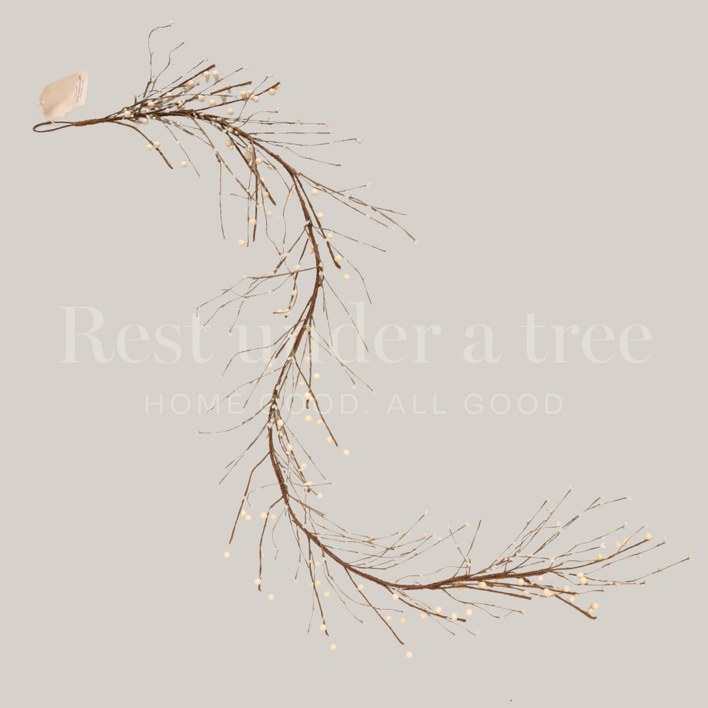 Guirnalda Invernal Blanca con Ramas y Tallo Café R.U.T. – 180CM