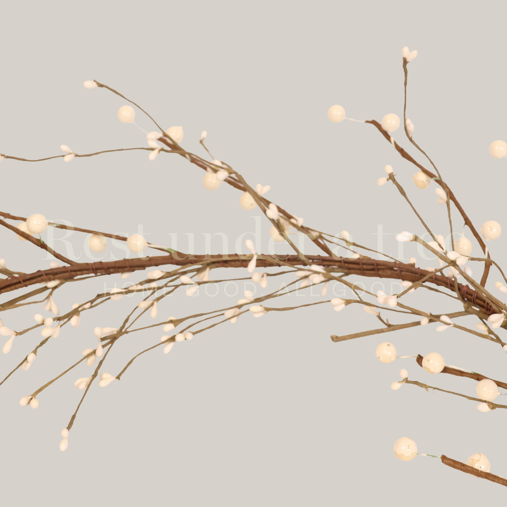 Guirnalda Invernal Blanca con Ramas y Tallo Café R.U.T. – 180CM