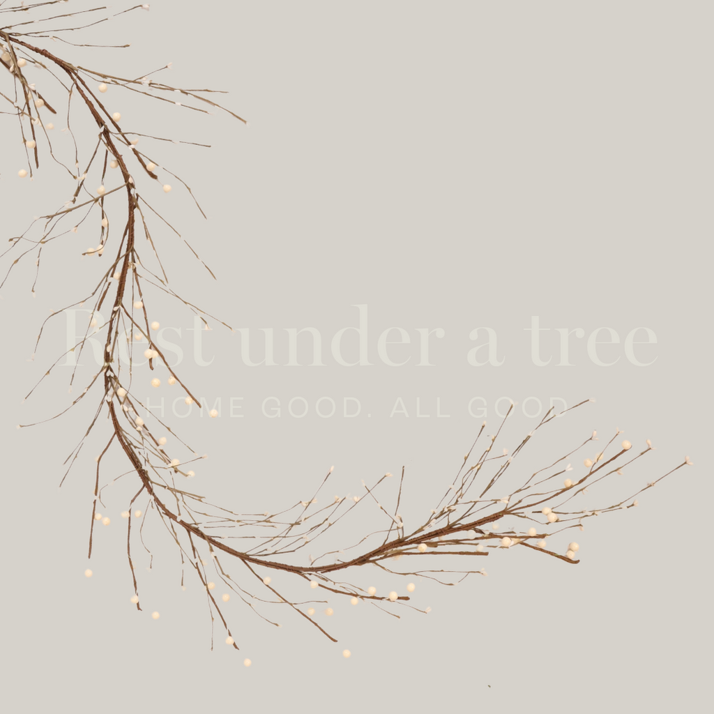 Guirnalda Invernal Blanca con Ramas y Tallo Café R.U.T. – 180CM