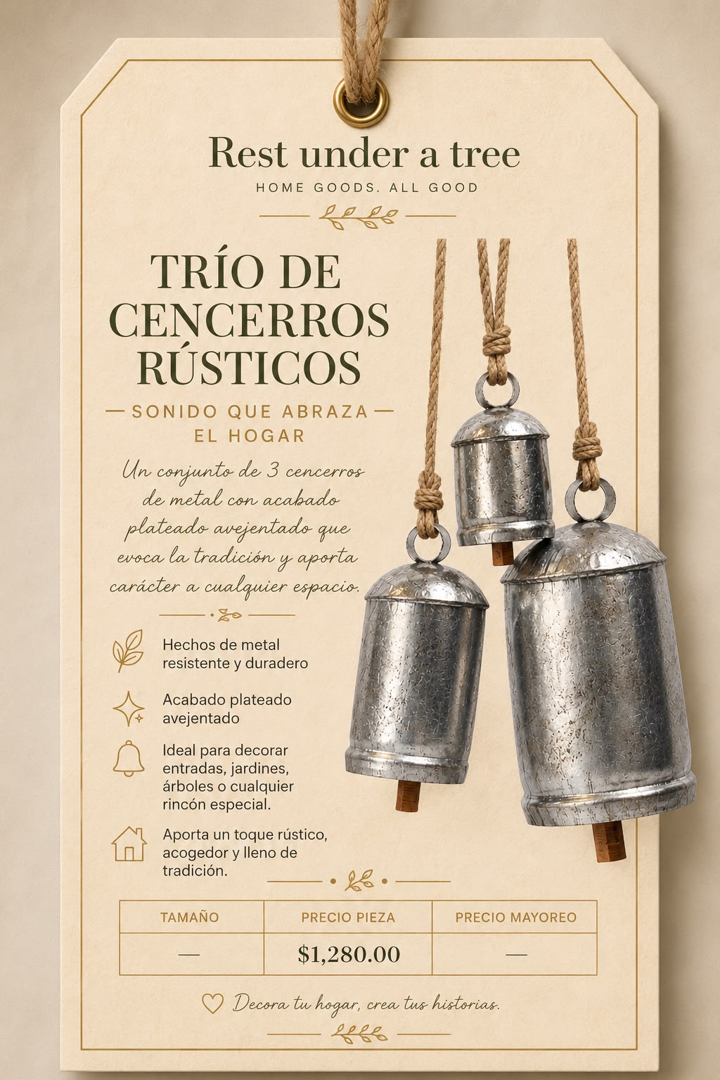 Trío de Cencerros Rústicos – Sonido que Abraza el Hogar