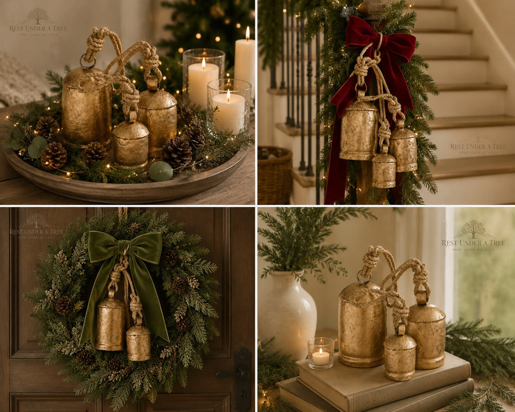Set de 3 Campanas Doradas Tradición y Luz