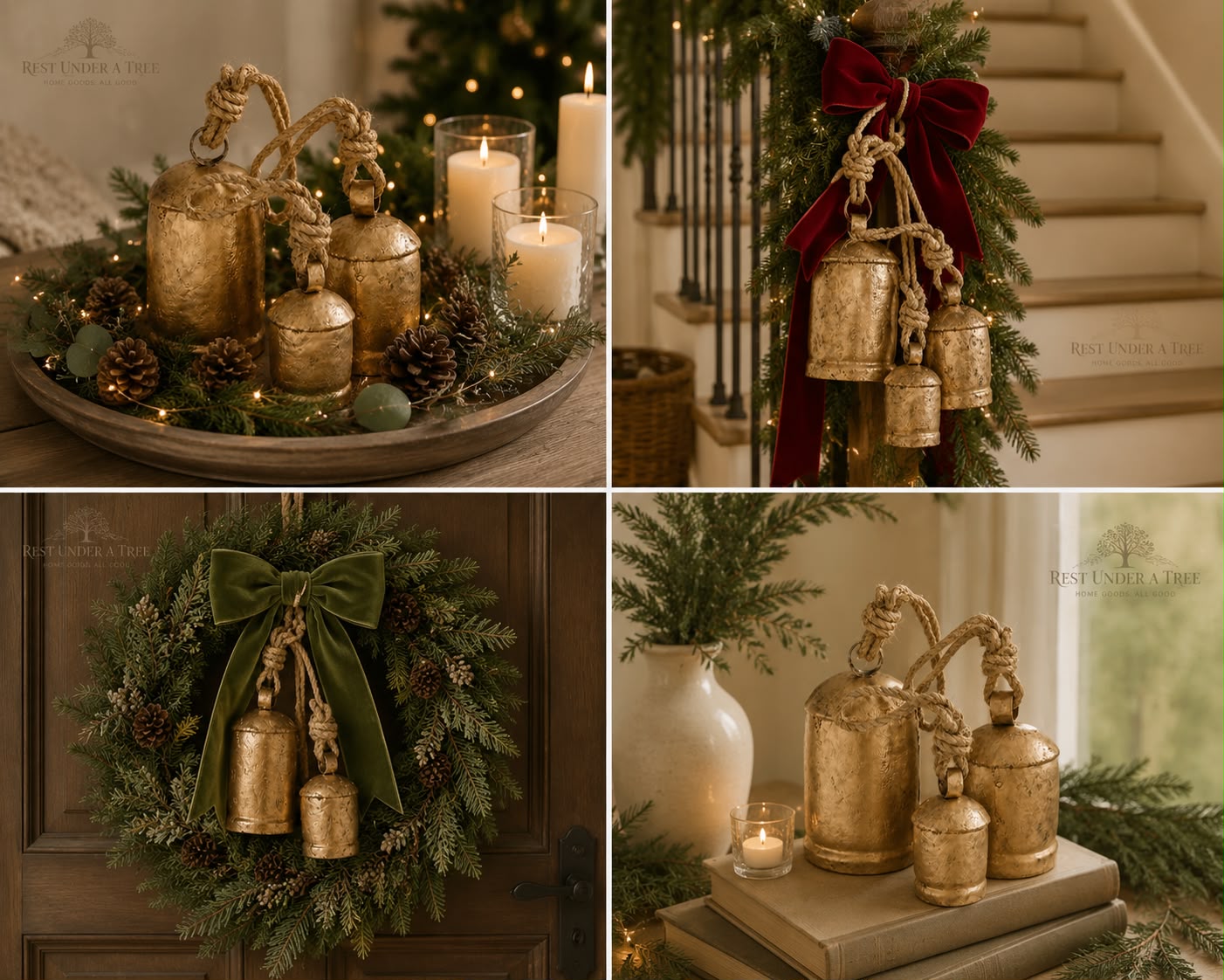 Set de 3 Campanas Doradas Tradición y Luz
